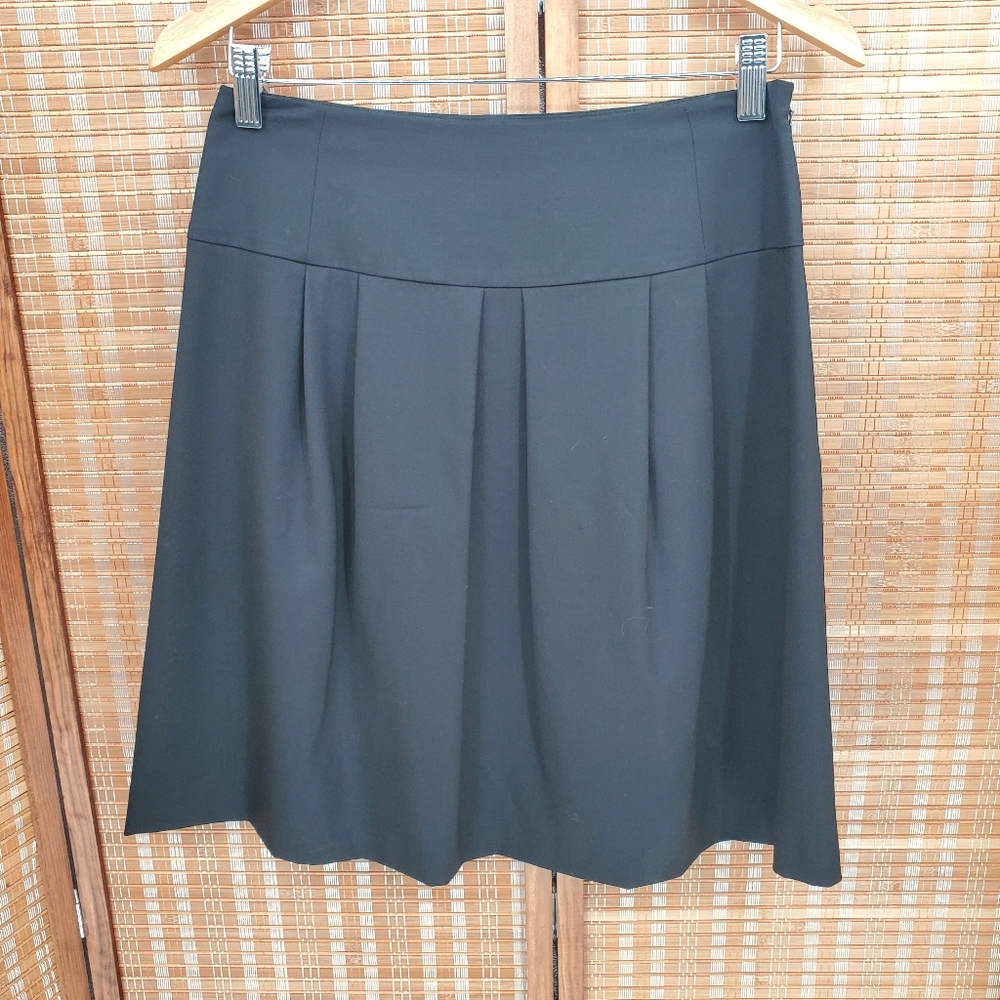 ♧ Theory A-Line Box Pleated Black Wool Skirt Size 8
